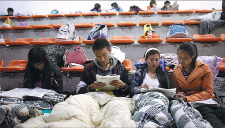 Students in final year of senior high school prepare for the upcoming college entrance exam.  Life resumes in 'isolated island'
