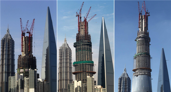 The rise of Shanghai Center, China's tallest building, in the Lujiazui finance and trade district in Shanghai's Pudong area China's tallest building to be finished by 2015