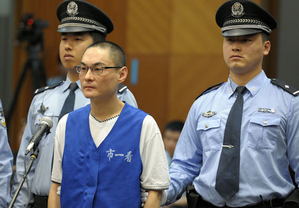 Han Lei, who was charged with intentional homicide in the death of a 34-month-old girl, receives death penalty, in Beijing Wednesday.  Child's killer sentenced to death