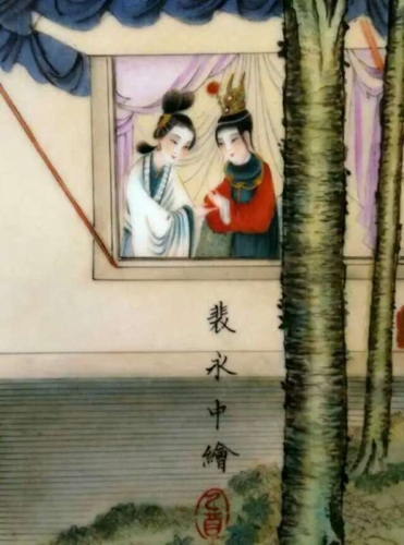 Porcelain illustrations of <EM>Dream of the Red Chamber</EM> on display