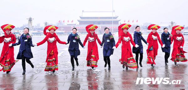 天安門廣場上翩翩起舞