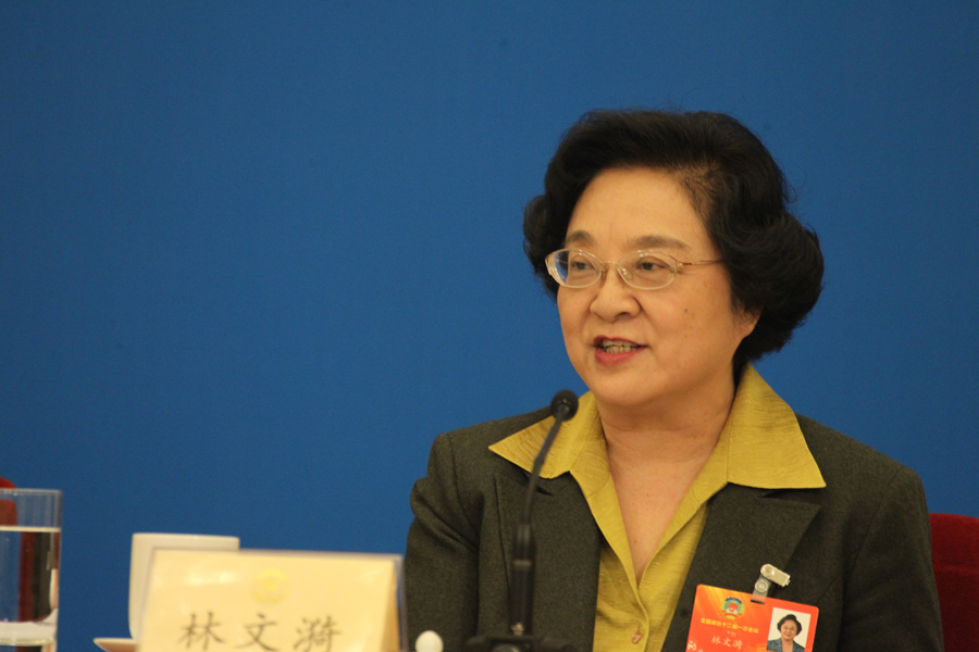 臺盟中央主席林文漪接受媒體采訪