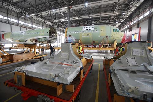 天津總裝第100架空客A320系列飛機將交付