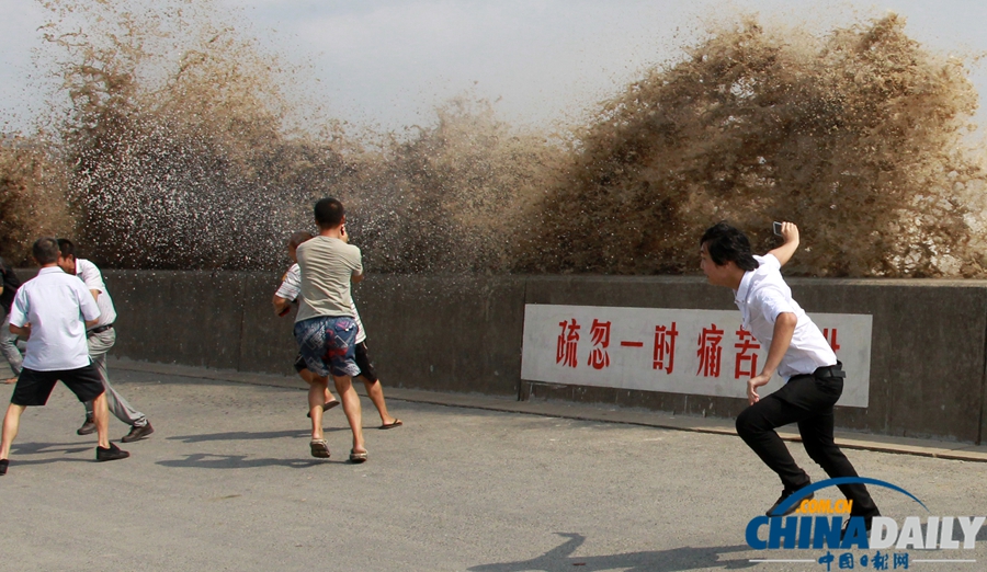 杭州：“天兔”助力 錢(qián)江潮水更“兇猛”