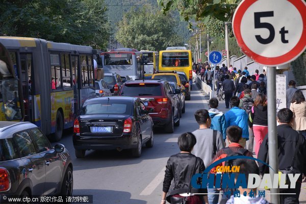 北京:香山紅葉迎來(lái)賞紅高峰 停車場(chǎng)8點(diǎn)就滿了