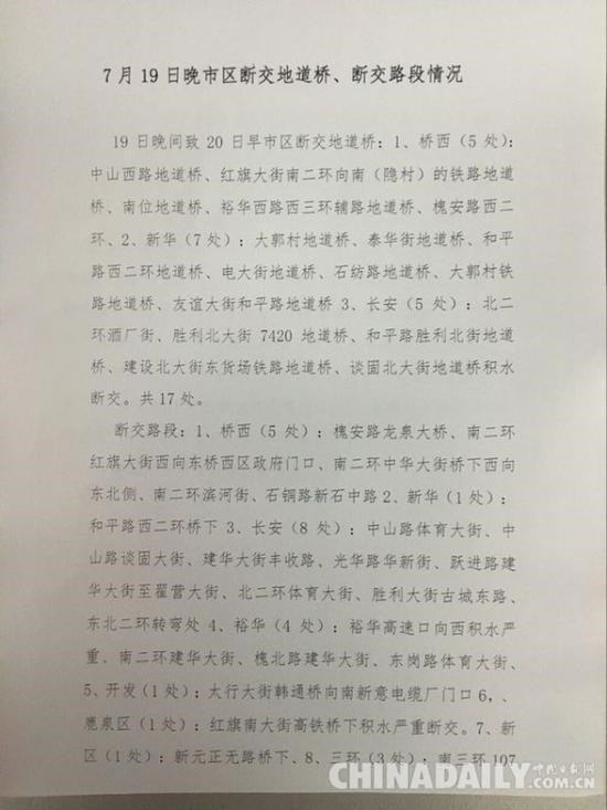 石家莊交管局發(fā)布市區(qū)斷交地道橋、斷交路段情況