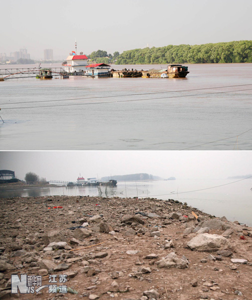 長江南京段水位上漲