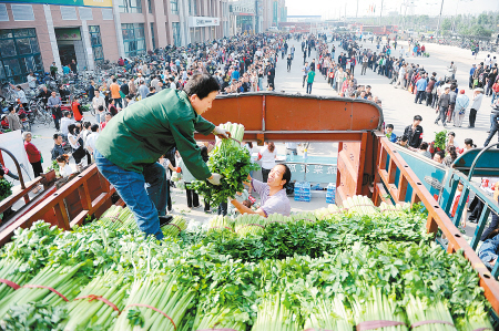 西安向市民免費發(fā)放蔬菜 排隊長達500米