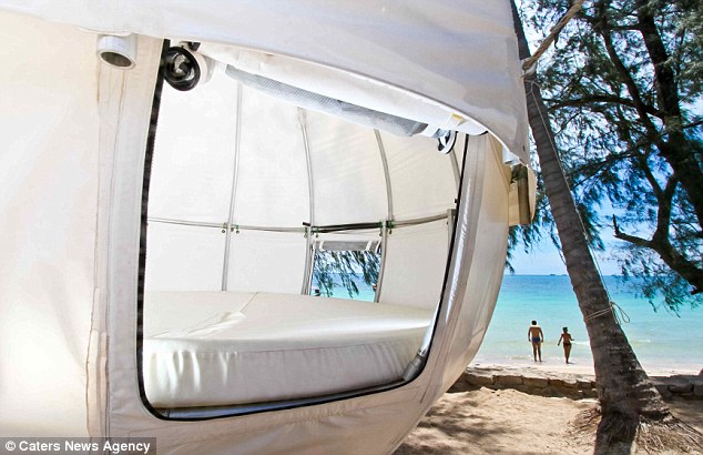 法國男子發(fā)明“繭床”可吊在林間(組圖)