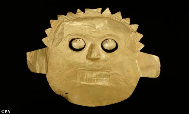英國(guó)展出南美神秘黃金城文物:葬禮儀式黃金面具
