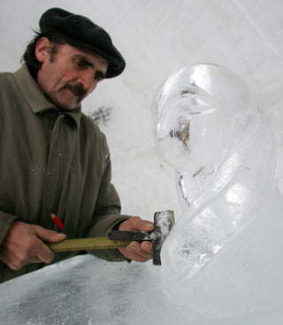 Balea Lac Ice Hotel in mountain valley