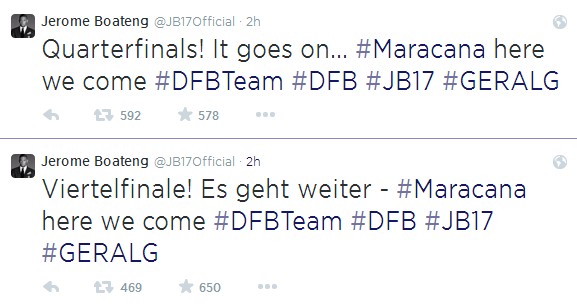 德國(guó)2-1勝 眾將紛紛發(fā)推各抒己見