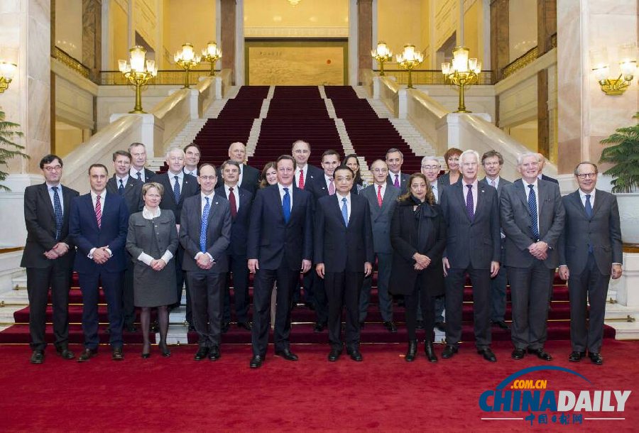 李克強(qiáng)與卡梅倫共同會(huì)見英國企業(yè)家代表