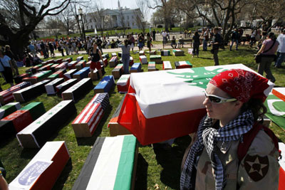 組圖:美國(guó)爆發(fā)反戰(zhàn)游行8人遭拘 矛頭直指奧巴馬