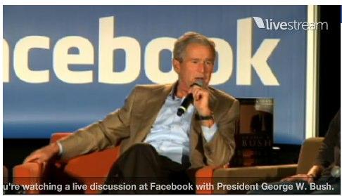 布什做客臉譜網(wǎng)總部推銷新書 自嘲“很無(wú)恥”