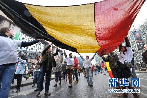 比利時民眾舉行維護國家統(tǒng)一大游行