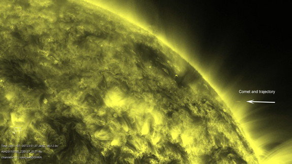 NASA首次拍到彗星撞擊太陽(yáng)消亡的畫面