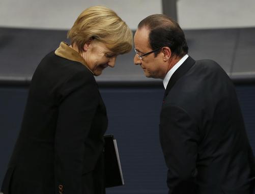 圖:德法兩國慶“金婚” 默克爾奧朗德“秀恩愛”