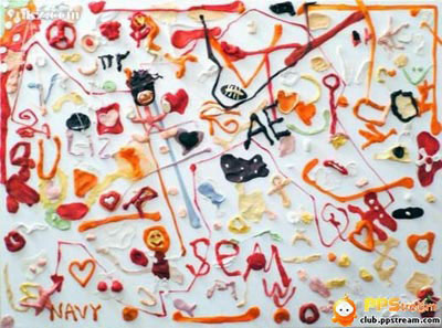 用口香糖貼成的趣味圖畫(huà)