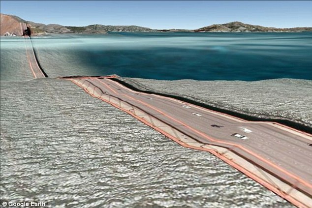 谷歌地球3D照片嚴(yán)重失真 金門大橋薄如紙片