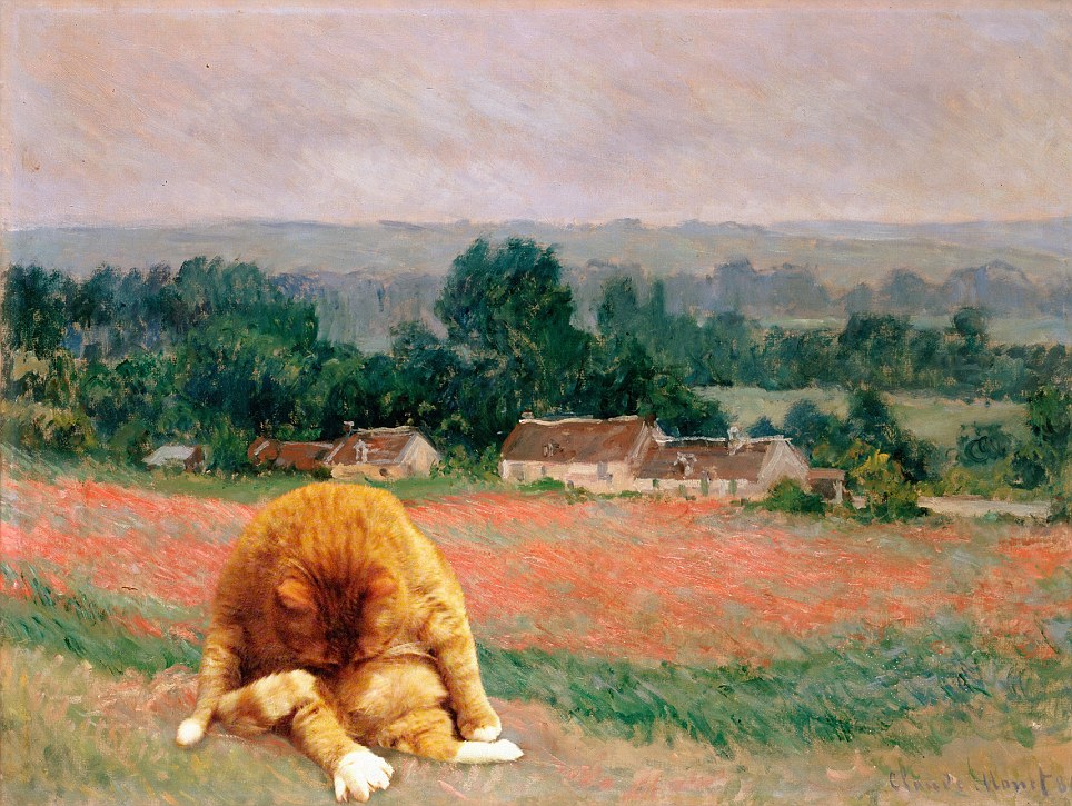 當(dāng)貓咪遇到名畫 胖貓頻頻露臉令人忍俊不禁