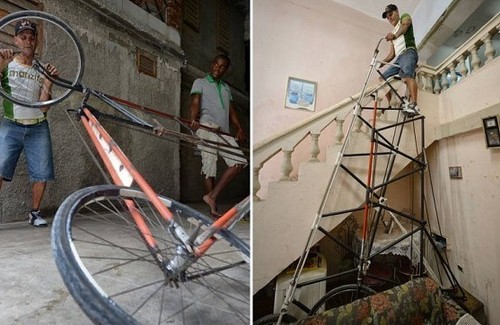 古巴牛人制作巨型自行車 欲申請吉尼斯紀(jì)錄
