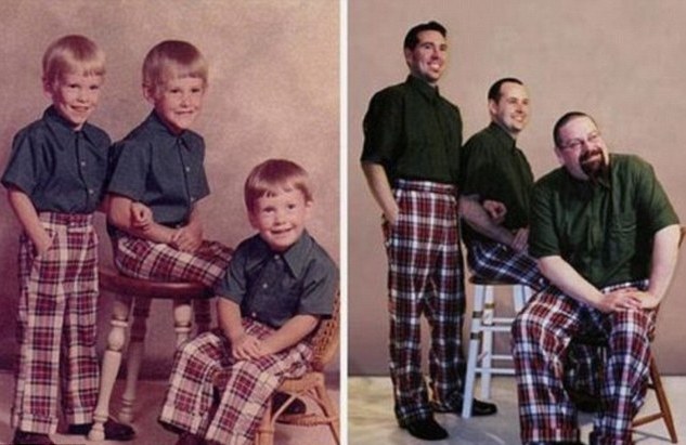 今昔對比“穿越”照：多年后愛依然濃、姿勢依然“銷魂”