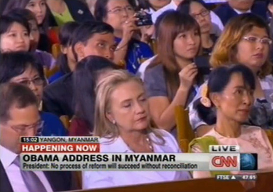 奧巴馬緬甸演講索然無(wú)味？希拉里貌似在臺(tái)下睡著