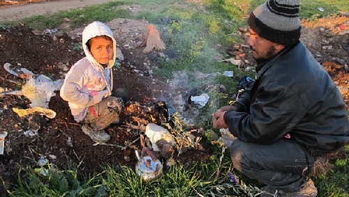 敘利亞難民兒童靠野菜為生 處境艱難