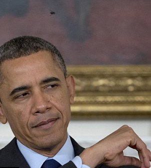 圖:奧巴馬白宮活動再遭蒼蠅“攪局”