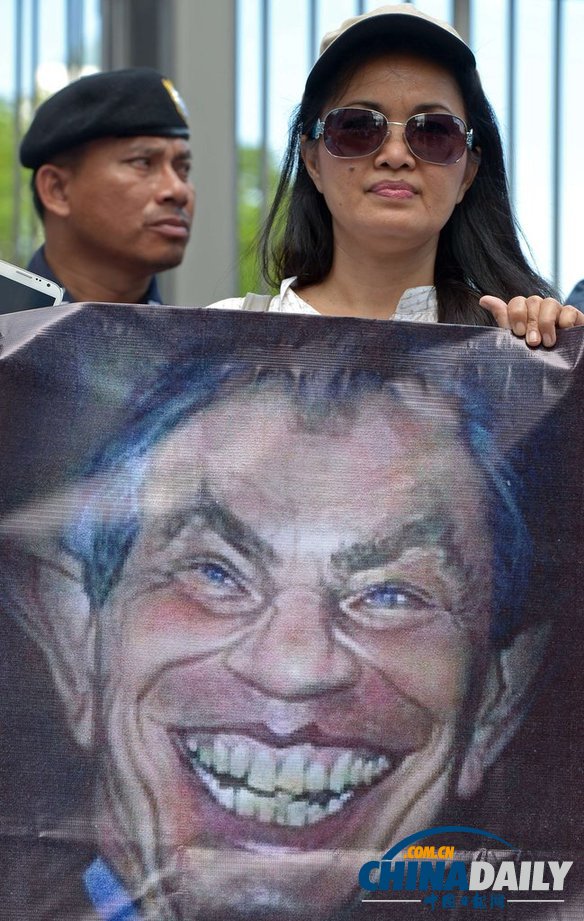 泰國民眾示威 抗議英前首相布萊爾參加泰國政治會議（組圖）