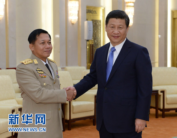 習(xí)近平會見緬甸國防軍總司令敏昂萊