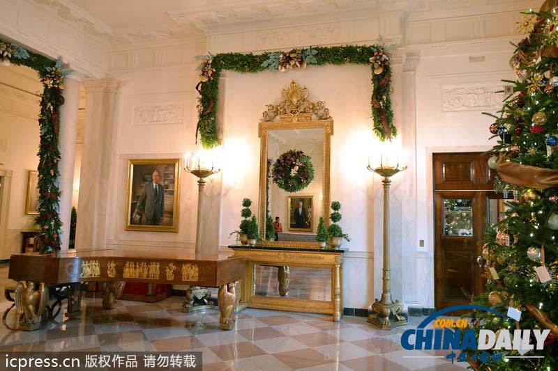 白宮圣誕節(jié)裝飾先睹為快 充滿濃郁節(jié)日氛圍