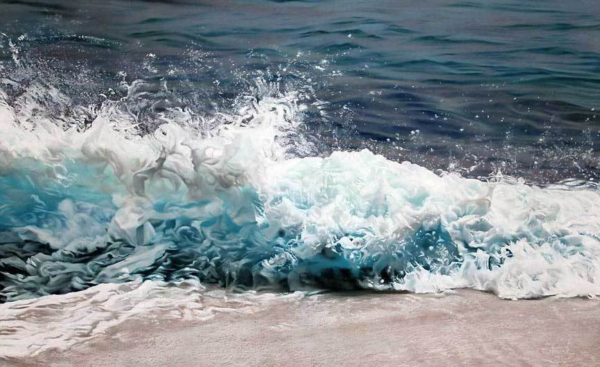 紐約女子用手指作畫 海洋冰川惟妙惟肖令人稱奇(組圖)