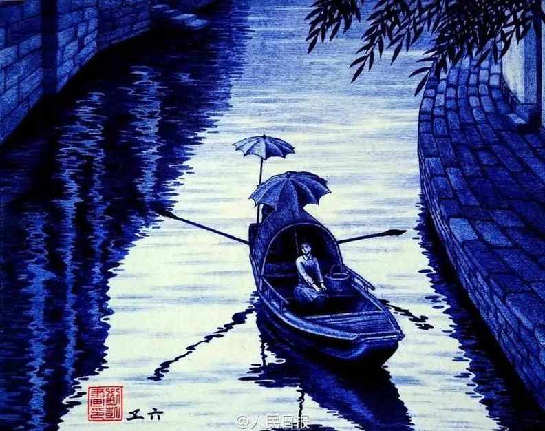有才任性的的圓珠筆畫(huà)作
