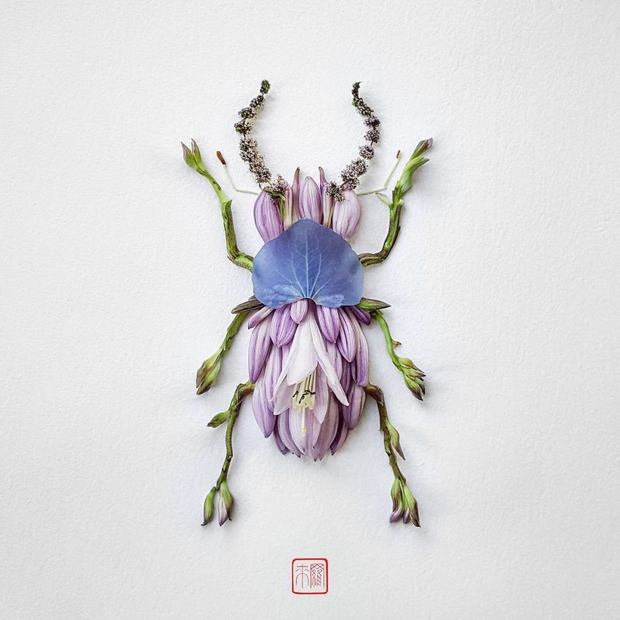 你怕蟲子嗎？來看看這些用花瓣做成的蟲子（組圖）