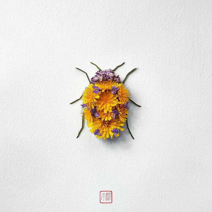 你怕蟲子嗎？來看看這些用花瓣做成的蟲子（組圖）