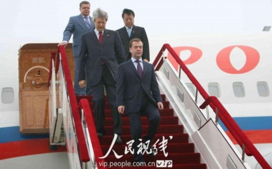 Russian president arrives in Dalian