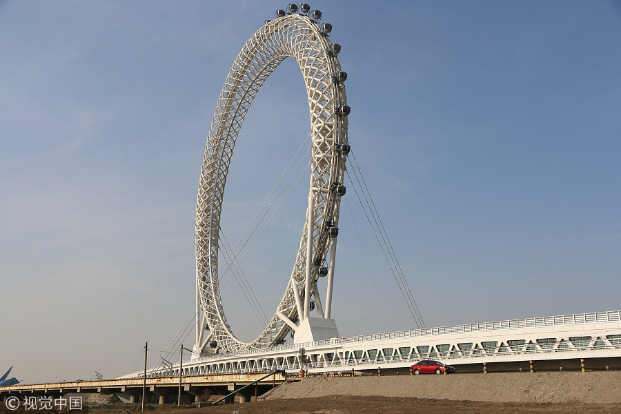 World's largest shaftless Ferris wheel built in Shandong, China