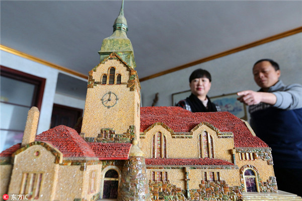 Man makes astounding shell sculptures of Qingdao buildings