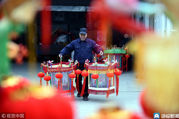 In pics: revolving lanterns a hit to welcome Spring Festival in Linyi