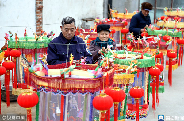 In pics: revolving lanterns a hit to welcome Spring Festival in Linyi
