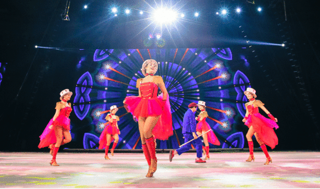 Stunts by international circus performers on stage