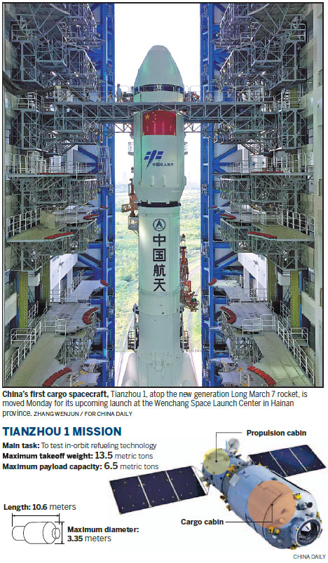 Nation's biggest spacecraft moved into place for launch