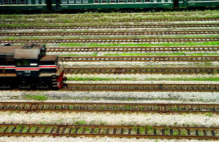 A train on the track in Changsha, Central China's Hunan Province, June 1, 2006.[Wu Xia/Sanxiang City Express]
