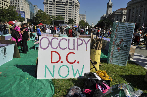 Protestors attend an 'Occupy D.C.' movement in downtown Washington D.C., capital of the United States, Oct 6, 2011. US 'occupied' by protestors