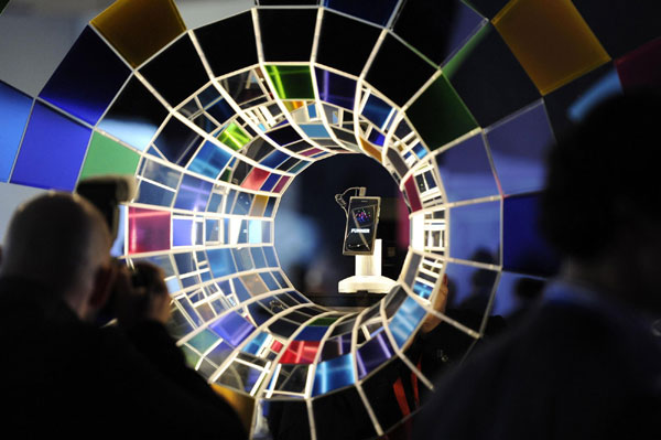 The new Nokia smart phone Lumia is displayed at Nokia world, London, Oct 26, 2011. Nokia proclaims new dawn with Windows phones