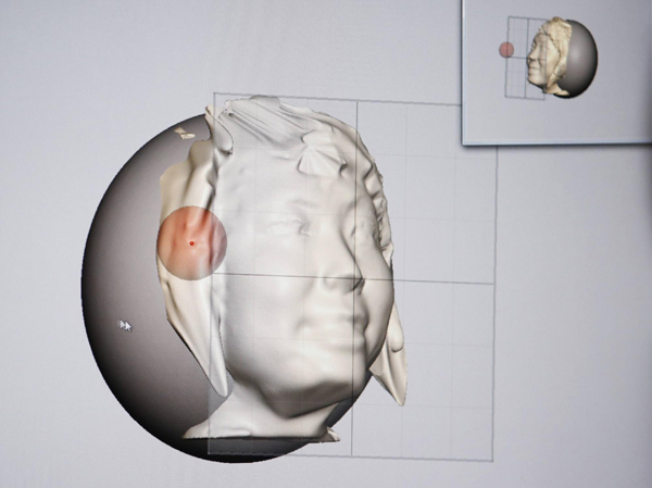 A computer screen showing a participant's face data after a full-body scan was conducted, is seen during a workshop ahead of Valentine's Day at KS Design Lab in Tokyo February 2, 2013. Personalized gifts for your Valentine