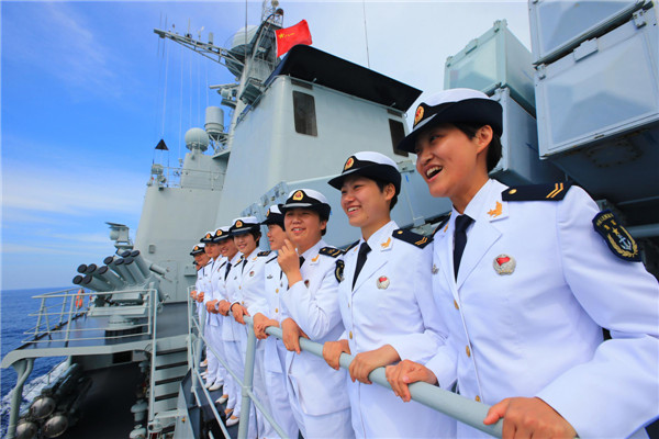Chinese female sailors participate in China-Russia 'Joint Sea-2013' drill at Peter the Great Bay in Russia, July 12, 2013. Chinese female sailors at China-Russia sea drills
