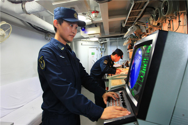 Chinese female sailors participate in China-Russia 'Joint Sea-2013' drill at Peter the Great Bay in Russia, July 12, 2013. Chinese female sailors at China-Russia sea drills